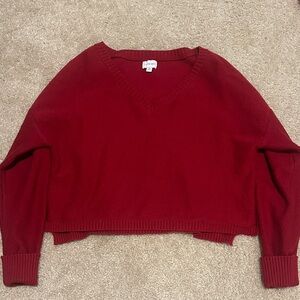 La Hearts Red V-Neck Cropped Sweater